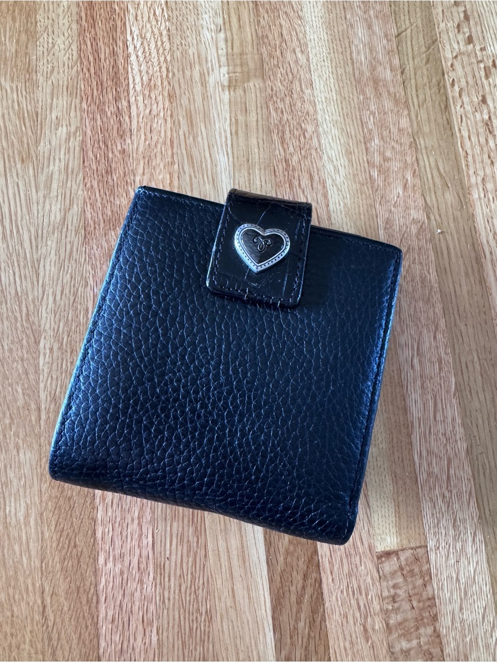 Brighton Black Leather Wallet with Heart Snap